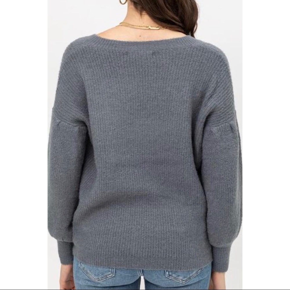 🌀💗 BALLOON SLEEVE V-NECK SWEATER 💗 - Picture 3 of 4